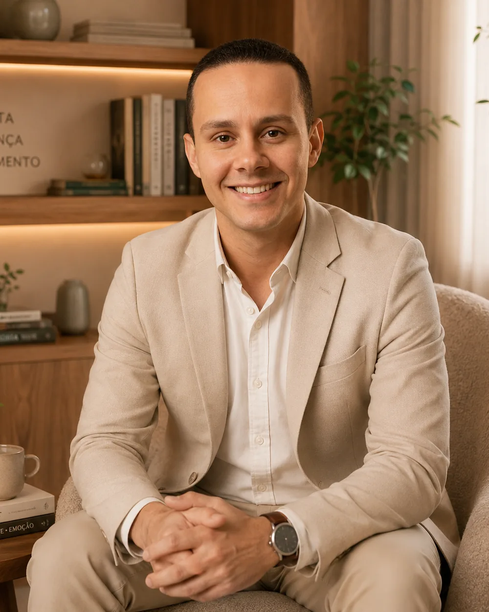 João Nogueira, psicólogo clínico, em seu consultório